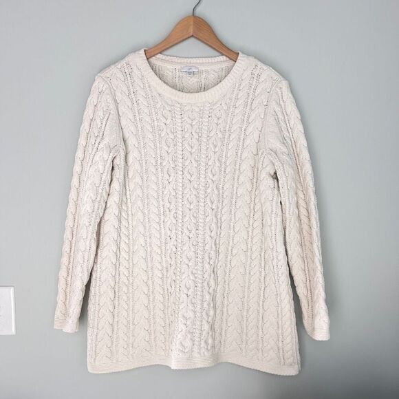 J. Jill Women's PL (Petite Large) Chenille Cable Knit‎ Crewneck Sweater Chunky - Picture 1 of 7